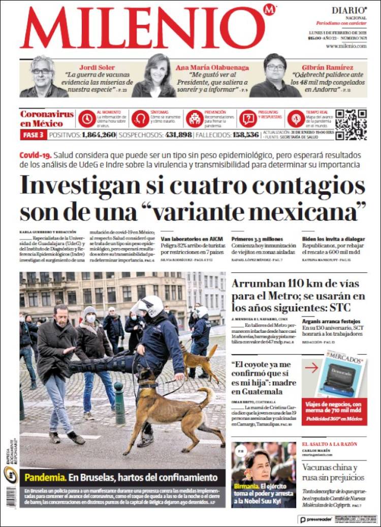 Portada de Milenio (M&eacute;xico)