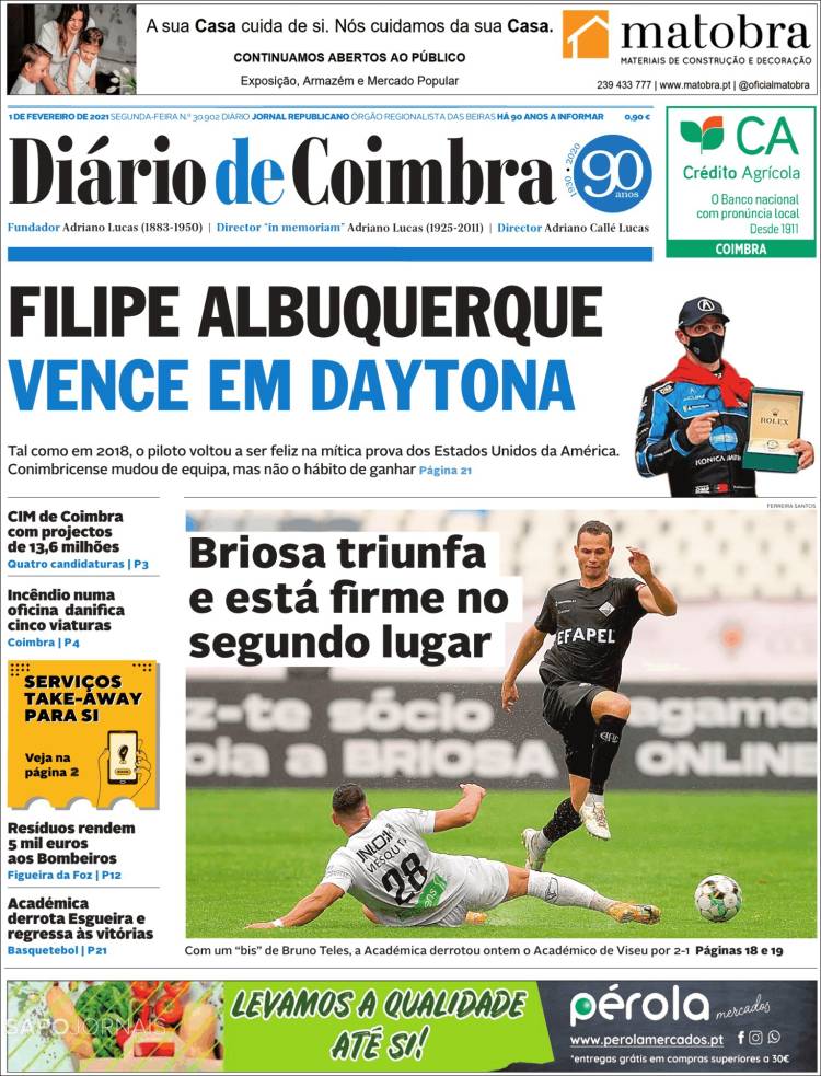 Portada de Diário de Coimbra (Portugal)