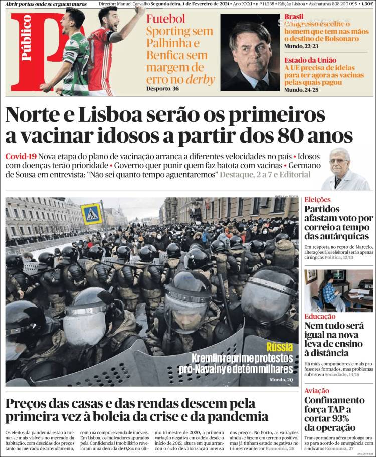 Portada de Público (Portugal)