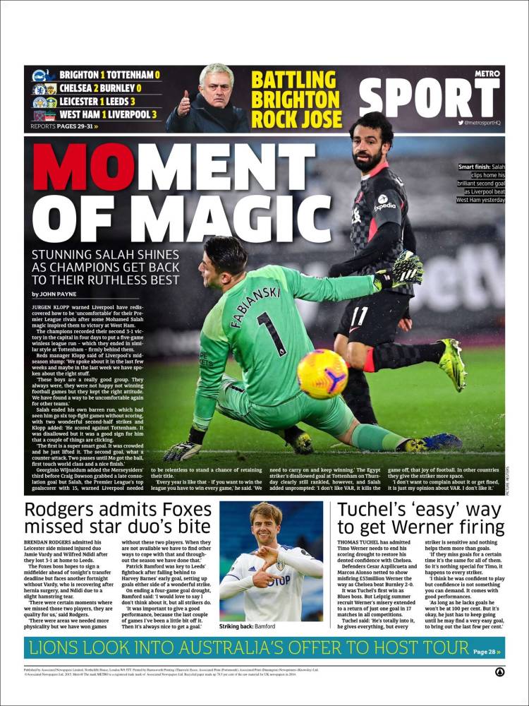 Portada de Metro Sport (Reino Unido)