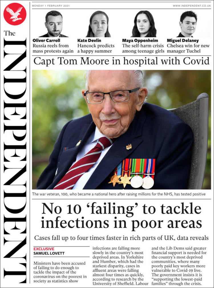Portada de The Independent (Reino Unido)