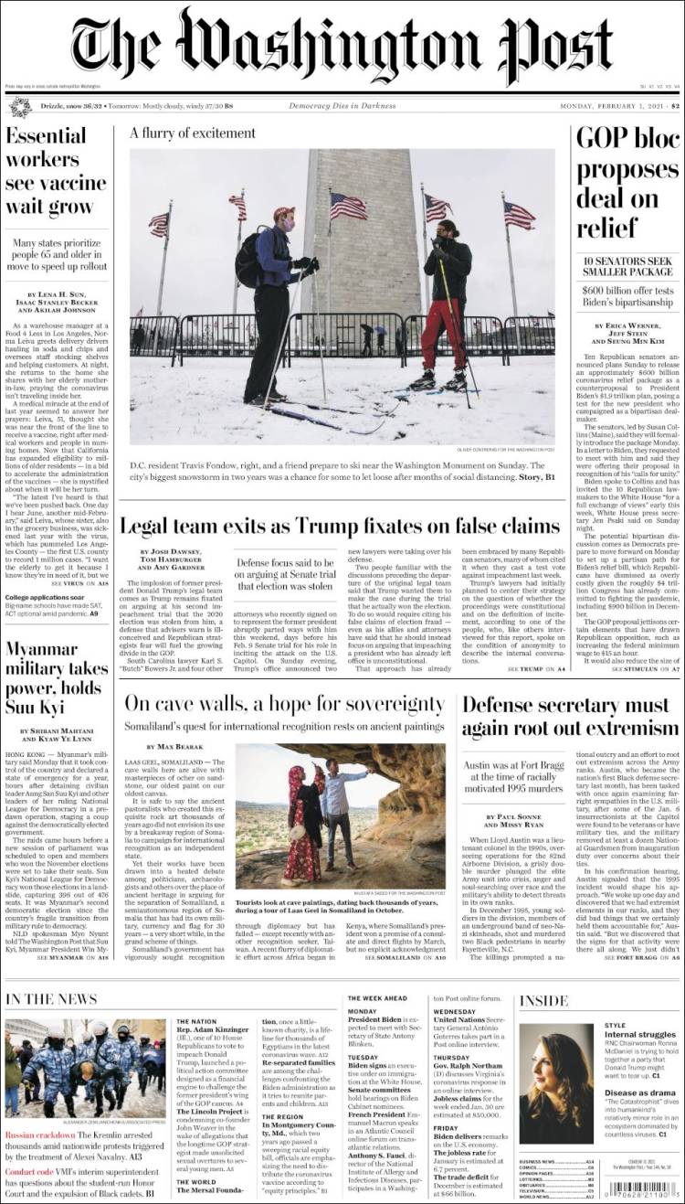 Portada de The Washington Post (USA)