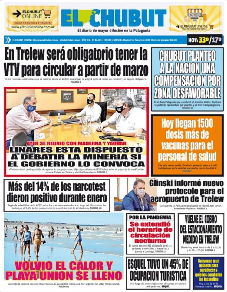 Portada de El Chubut (Argentina)