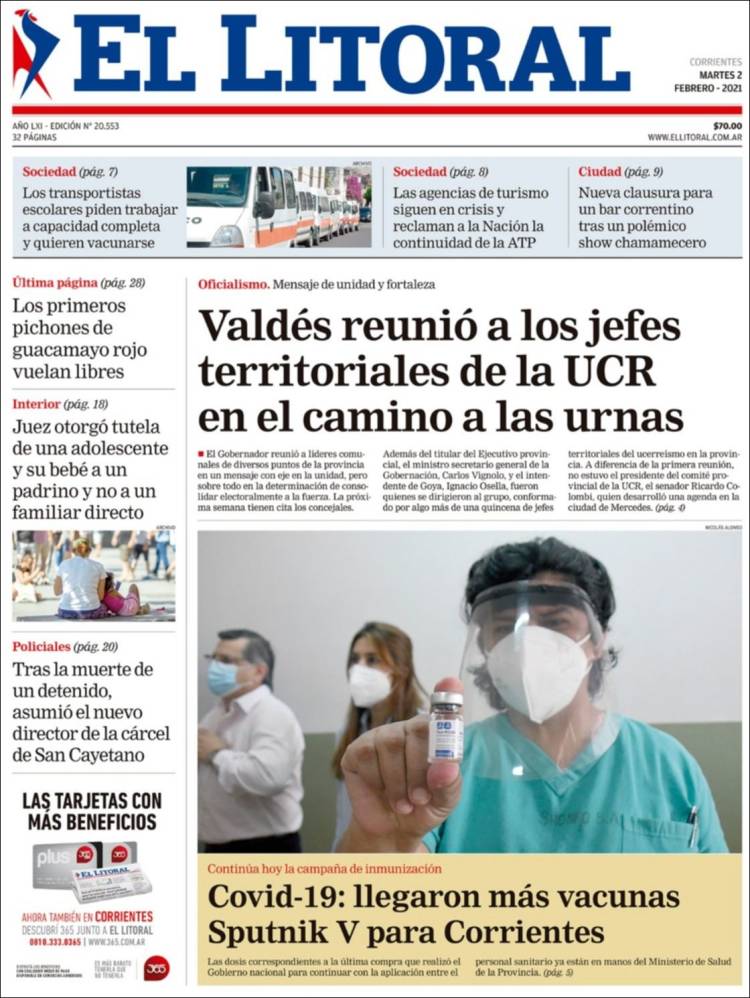 Portada de El Litoral Corrientes (Argentina)