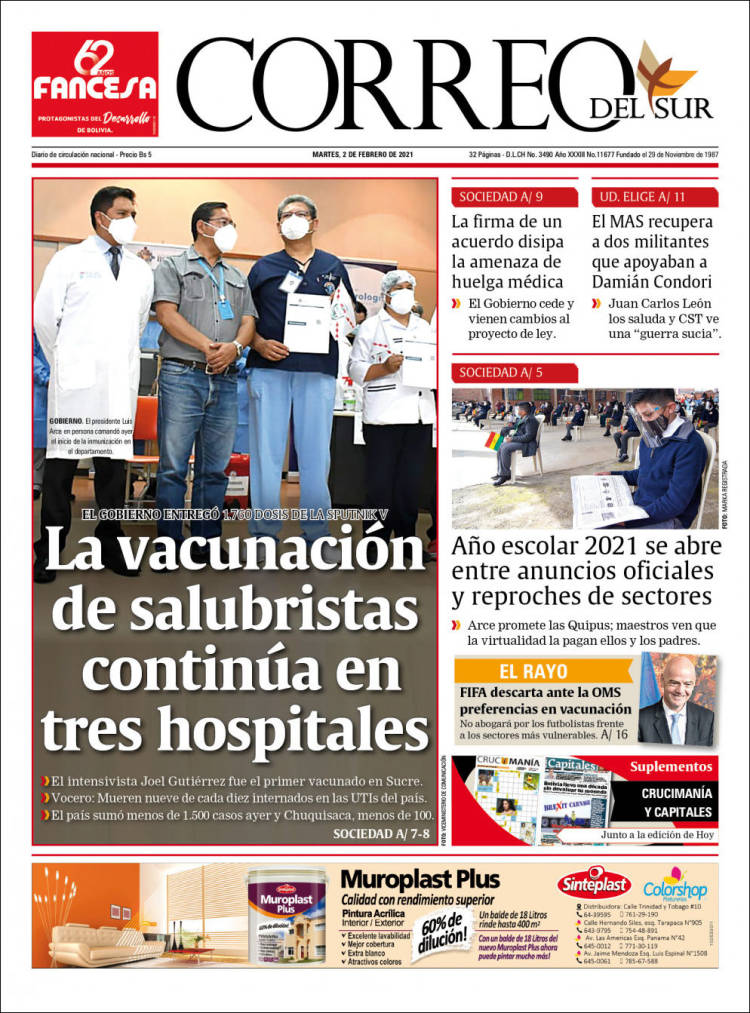 Portada de Correo Sur (Bolivia)