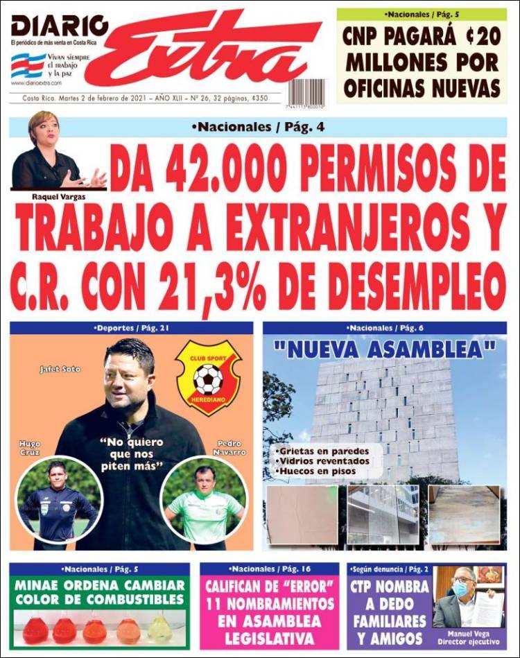Portada de Diario Extra (Costa Rica)