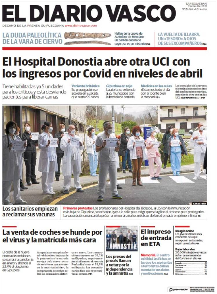 Portada de Diario Vasco (España)