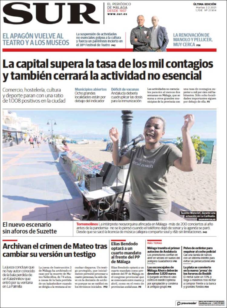 Portada de Diario el Sur (España)