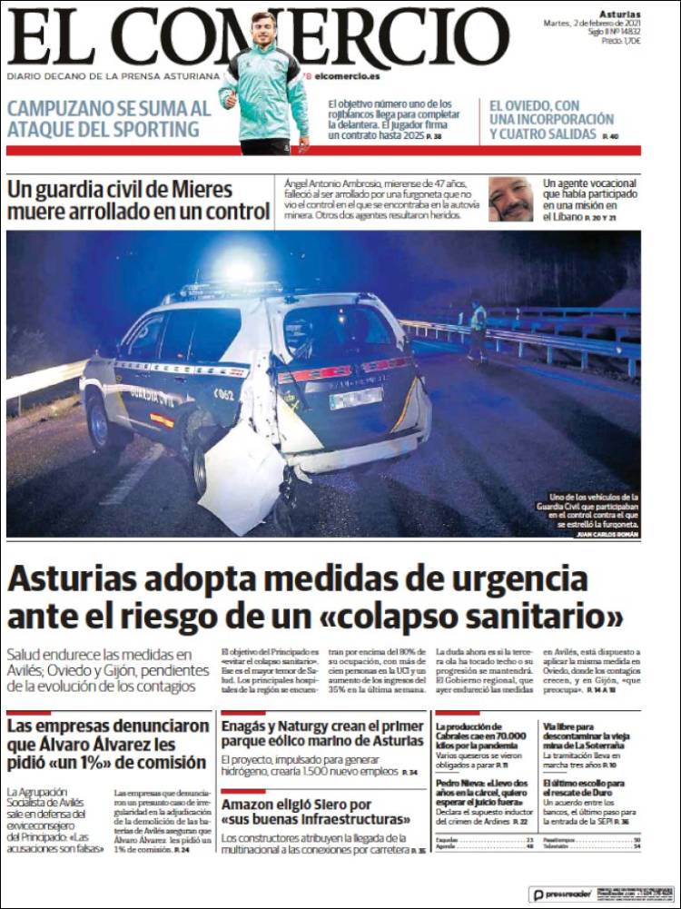 Portada de El Comercio (España)