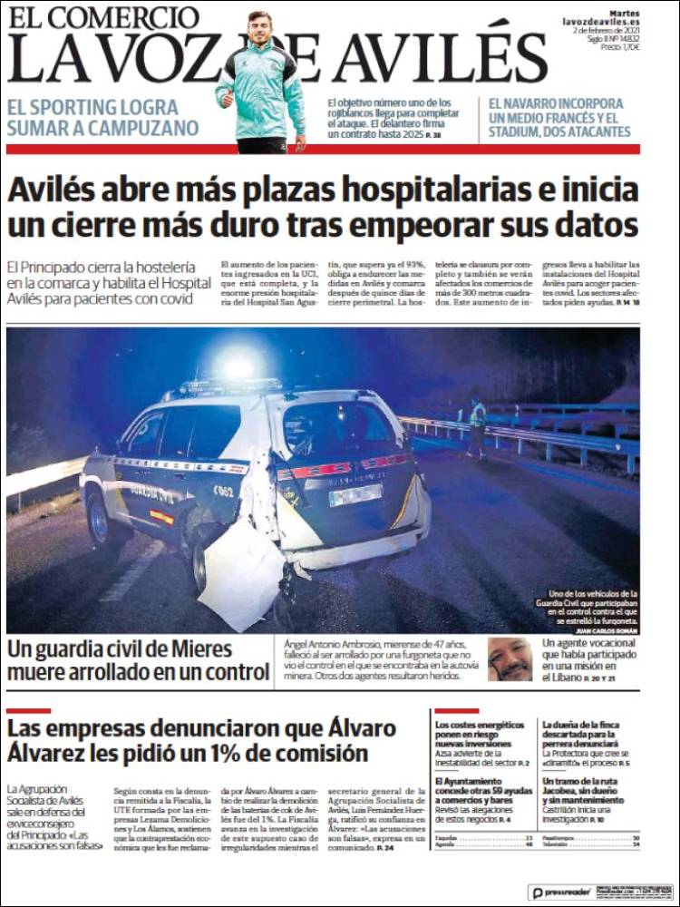 Portada de El Comercio - Avilés (España)