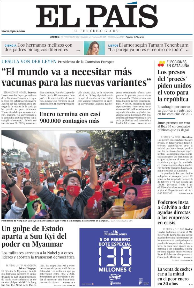 Portada de El País (España)