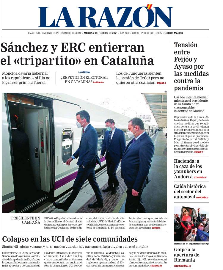 Portada de La Razón (España)