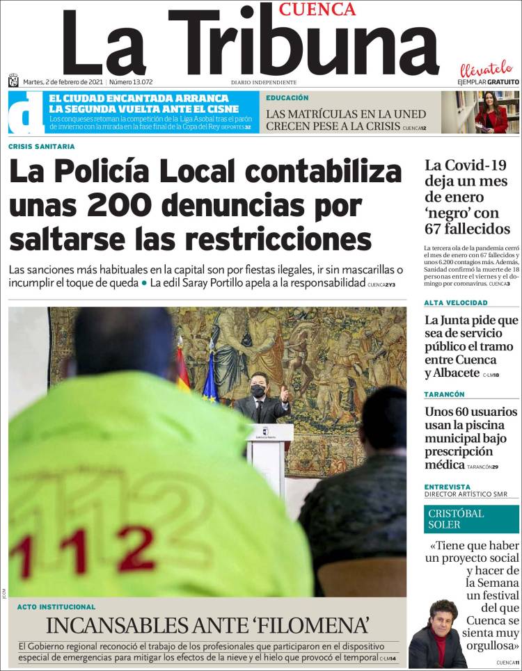 Portada de La Tribuna de Cuenca (España)