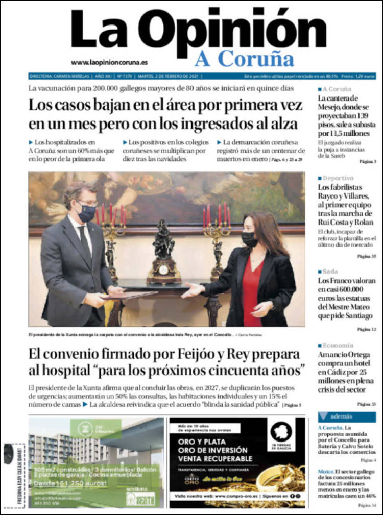 Portada de La Opinión de A Coruña (España)