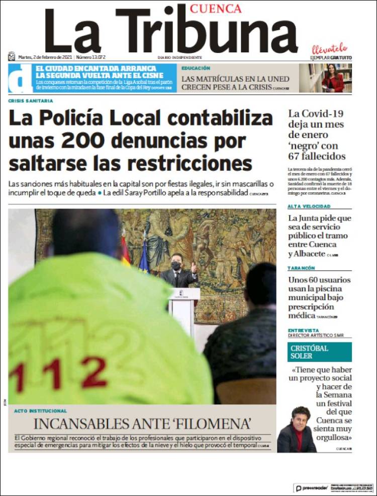 Portada de La Tribuna de Cuenca (España)