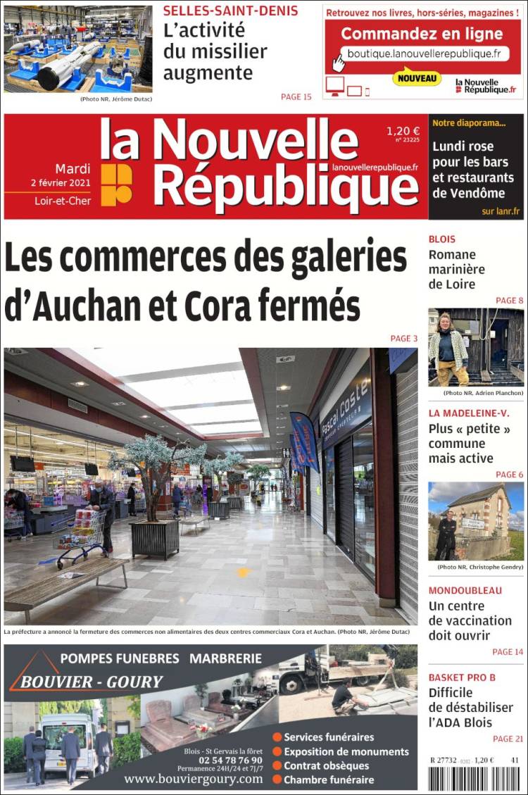 Portada de La Nouvelle Republique (Francia)