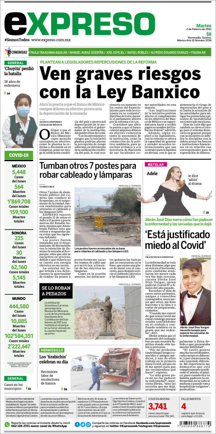 Portada de Expreso (M&eacute;xico)