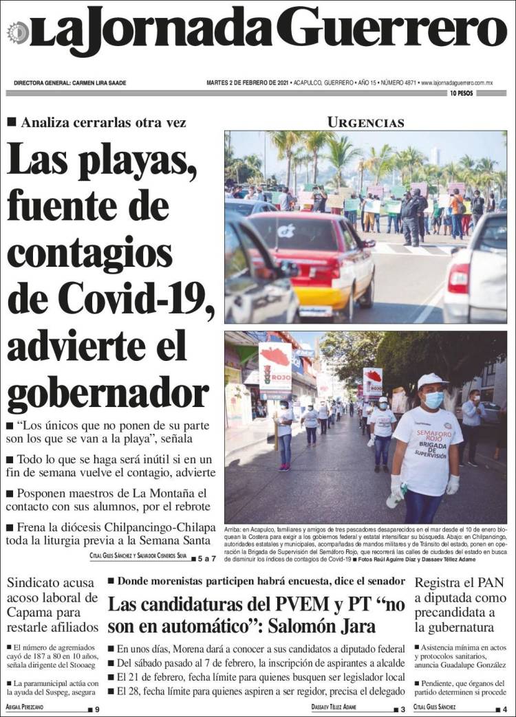 Portada de La Jornada de Guerrero (M&eacute;xico)