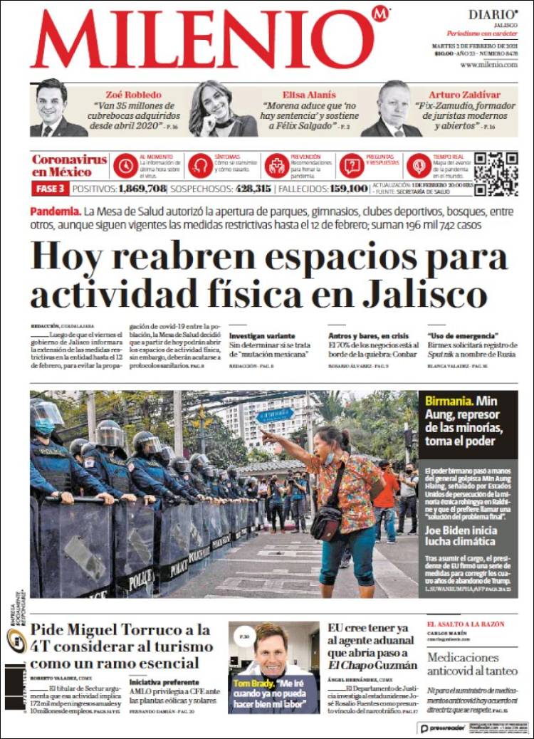 Portada de Milenio - Jalisco (M&eacute;xico)