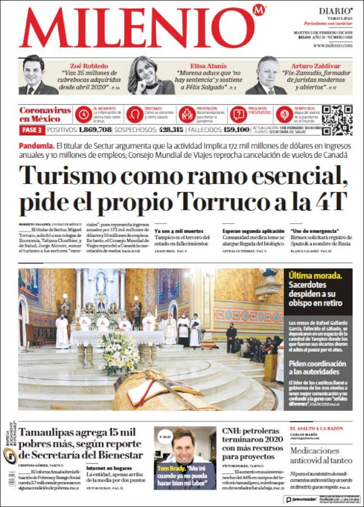Portada de Milenio - Tamaulipas (M&eacute;xico)