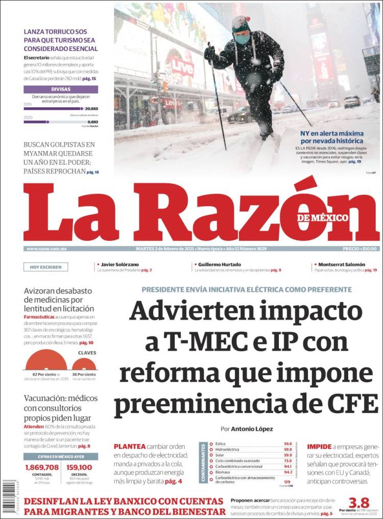 Portada de La Razón (M&eacute;xico)