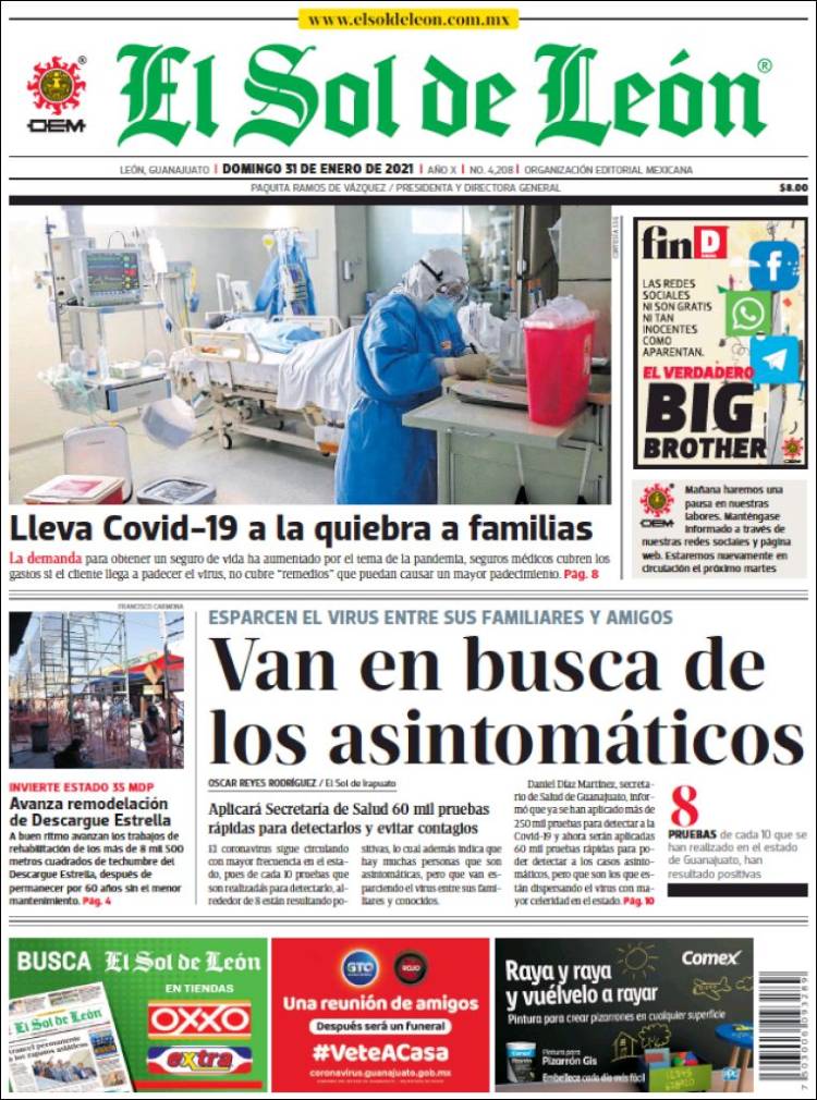 Portada de El Sol de León (M&eacute;xico)