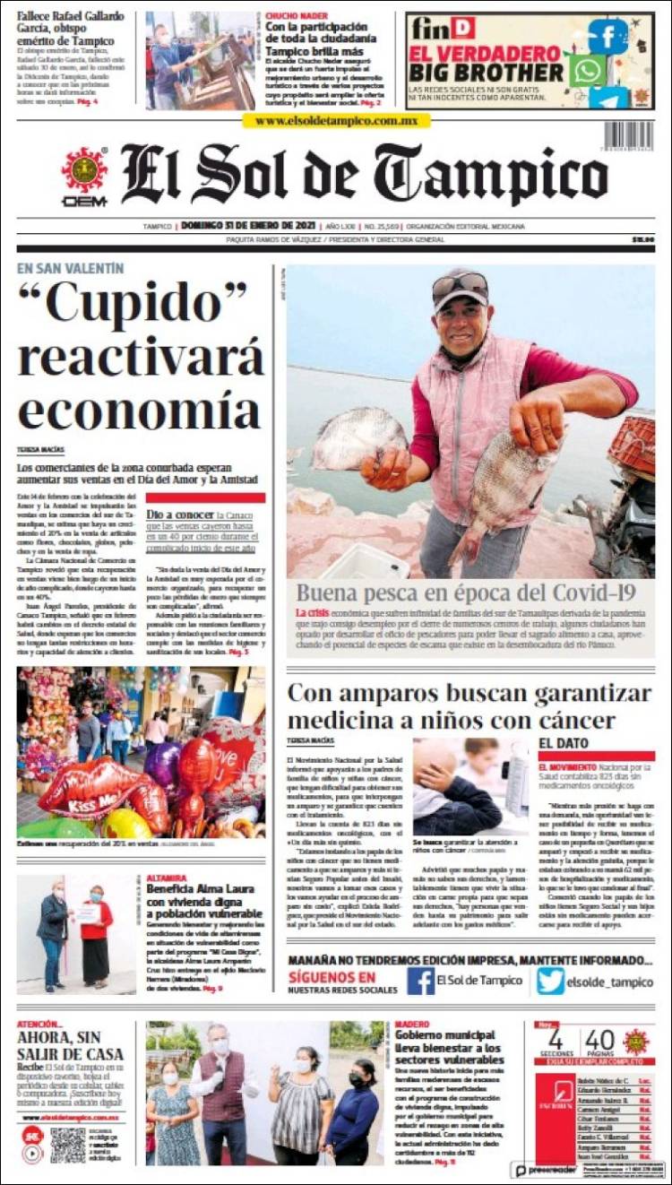 Portada de El Sol de Tampico (M&eacute;xico)