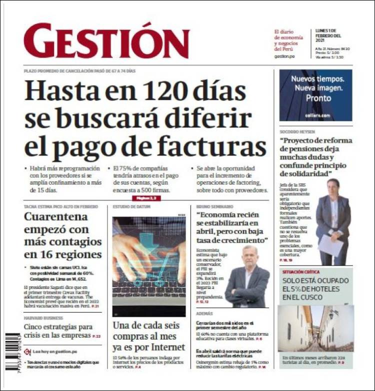 Portada de Diario Gestión (Perú)