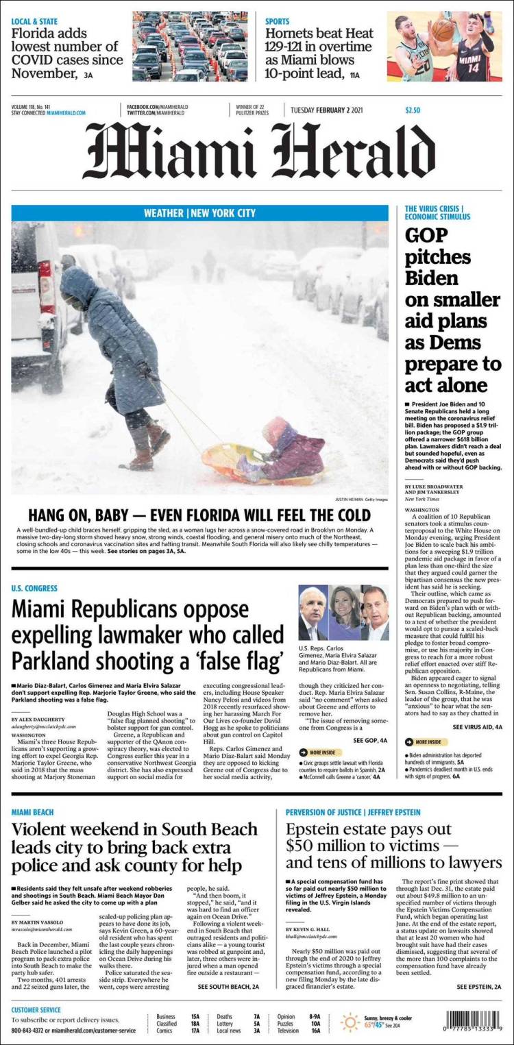 Portada de Miami Herald (USA)