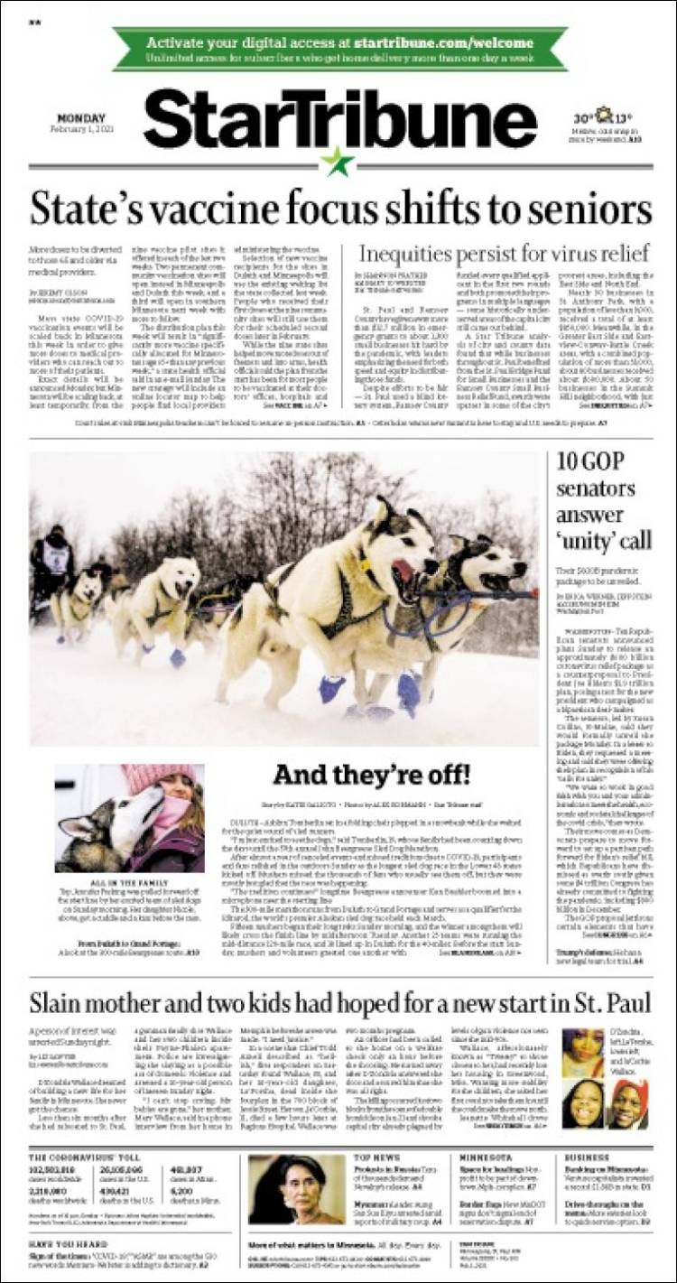 Portada de Star Tribune (USA)