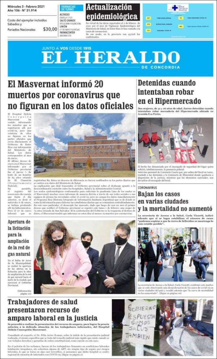 Portada de El Heraldo de Concordia (Argentina)