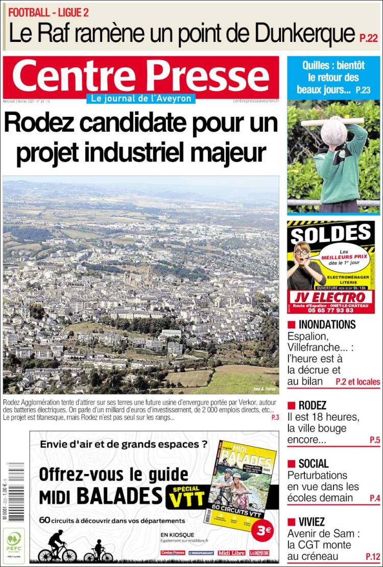 Portada de Centre Presse (Francia)