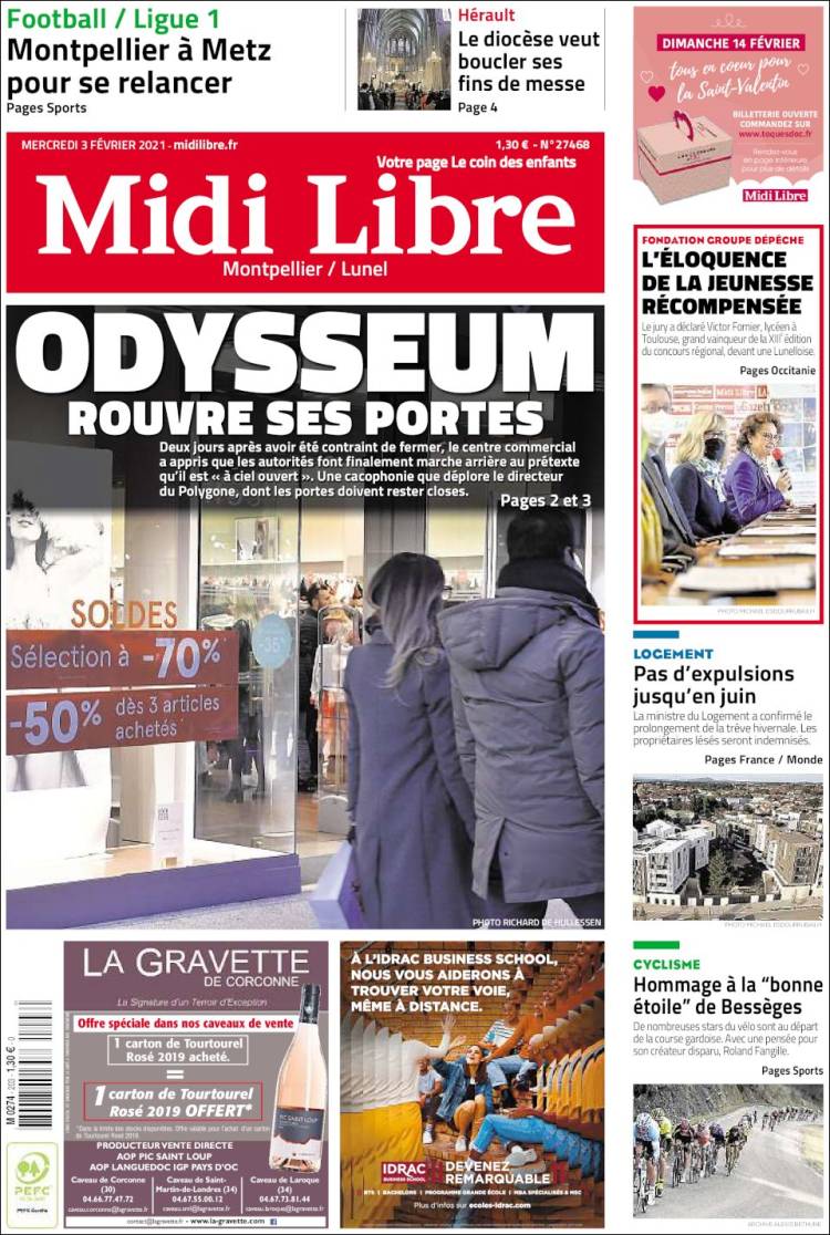 Portada de Midi Libre (Francia)