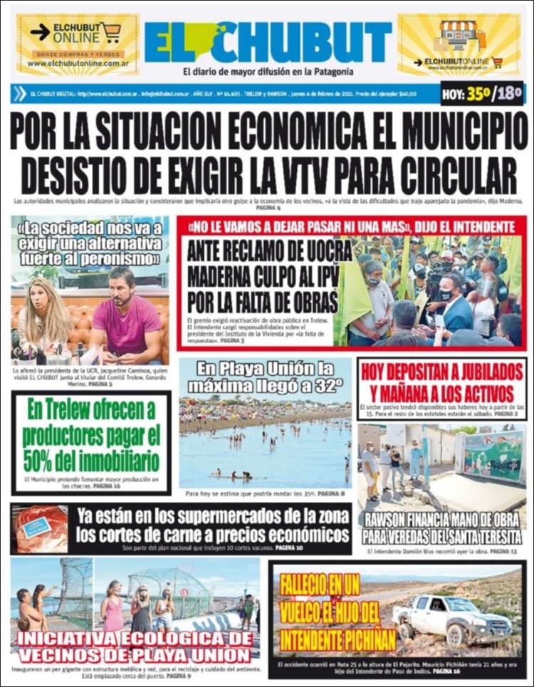 Portada de El Chubut (Argentine)