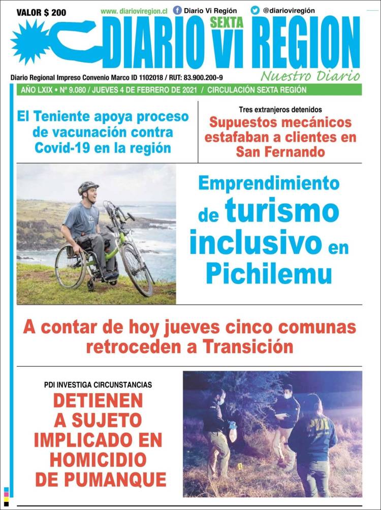 Portada de Diario VI Región (Chili)