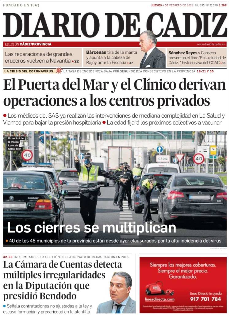 Portada de Diario de Cádiz (España)