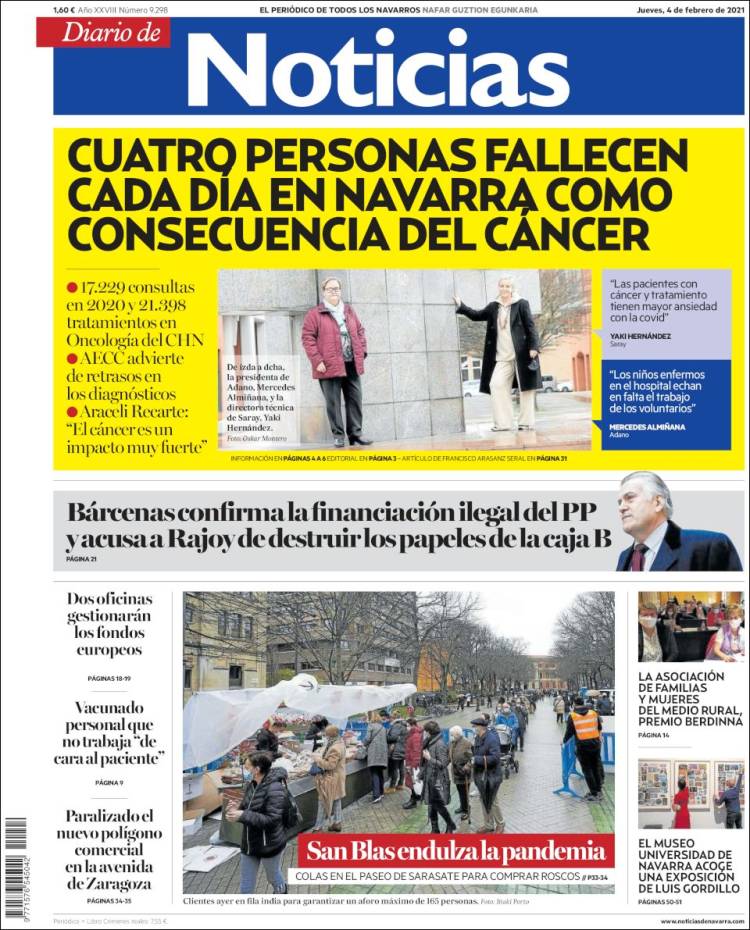 Portada de Noticias de Navarra (España)