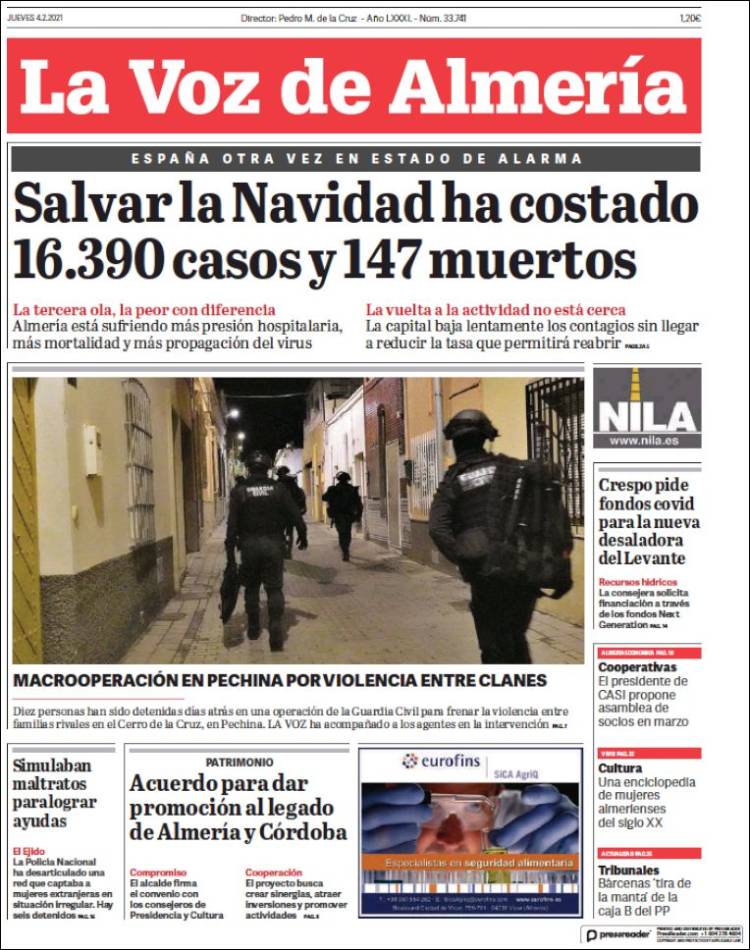 Portada de La Voz de Almería (España)