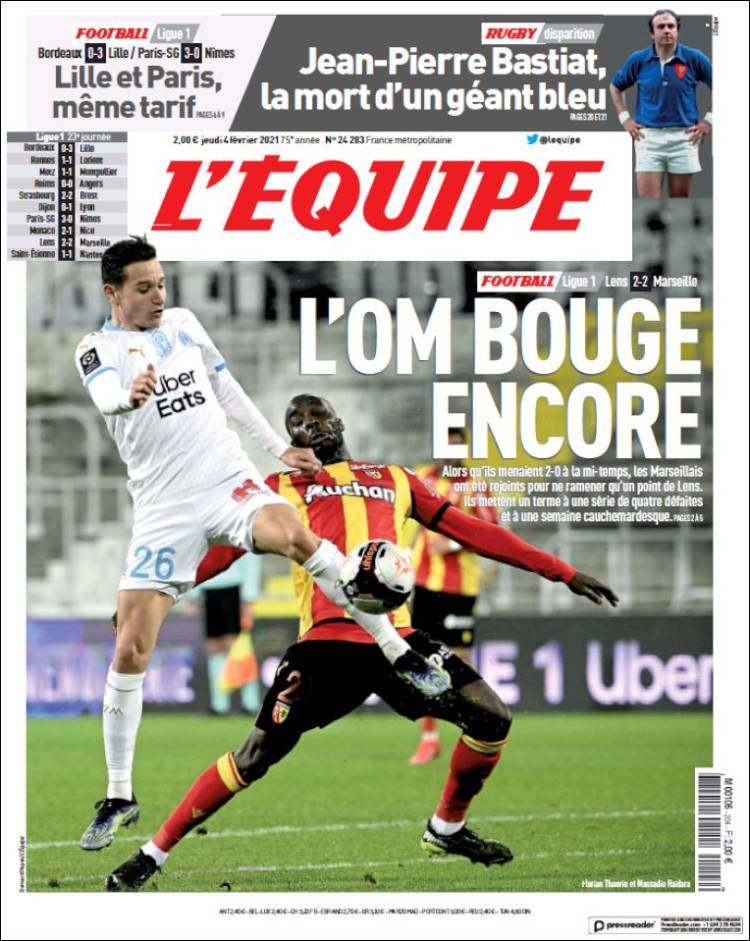 Portada de L'Equipe (Francia)