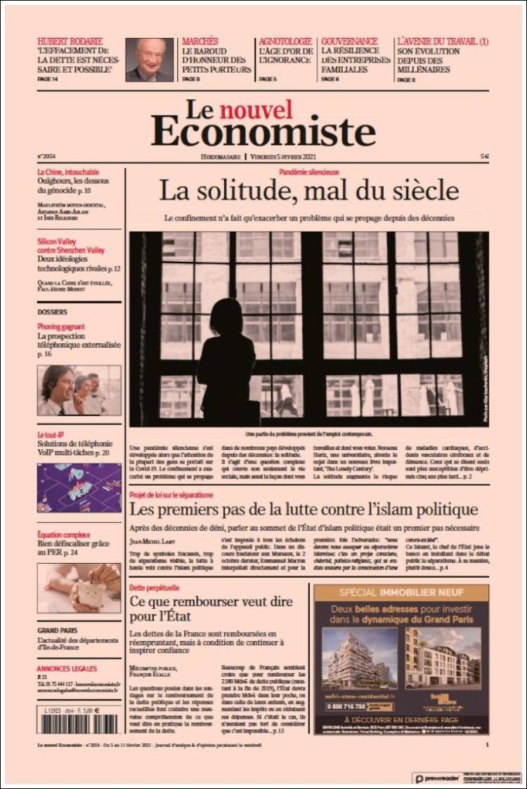 Portada de Le nouvel Economiste (France)