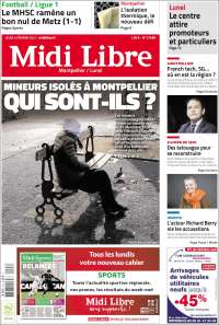 Portada de Midi Libre (Francia)