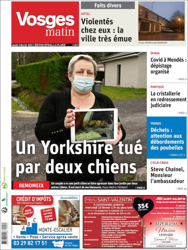 Portada de Vosges Matin (France)