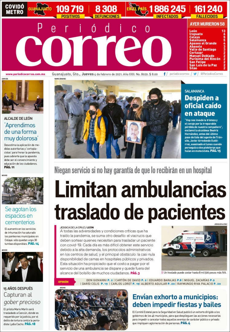 Portada de Correo - El diario del Estado de Guanajuato (Mexique)