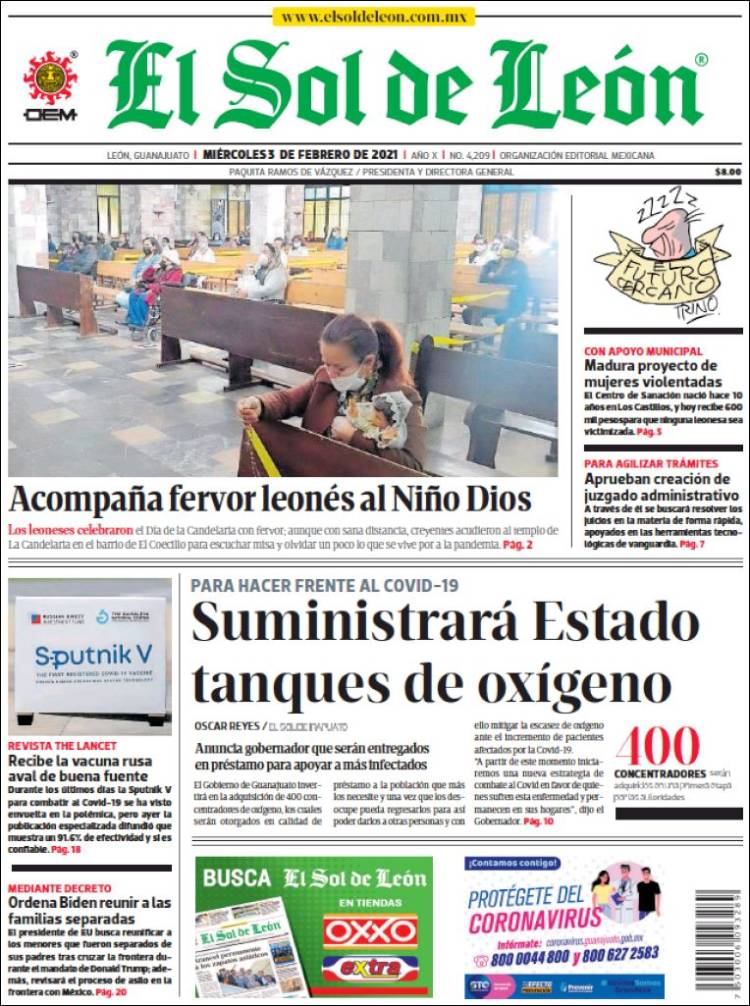 Portada de El Sol de León (Mexique)