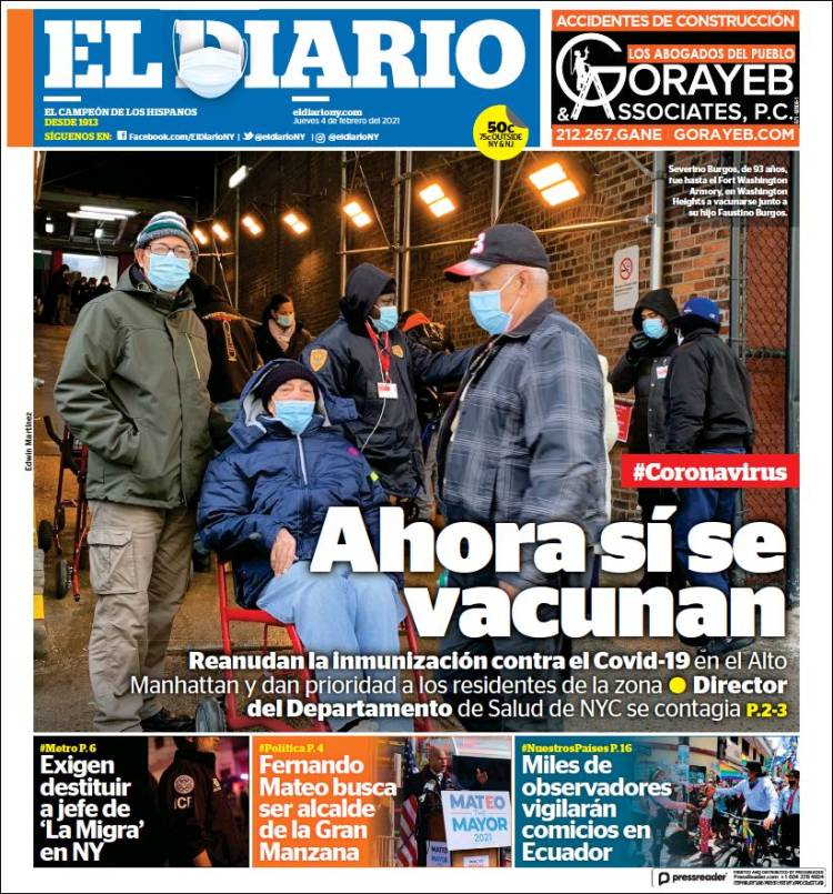 Portada de El Diario NY (États-Unis)