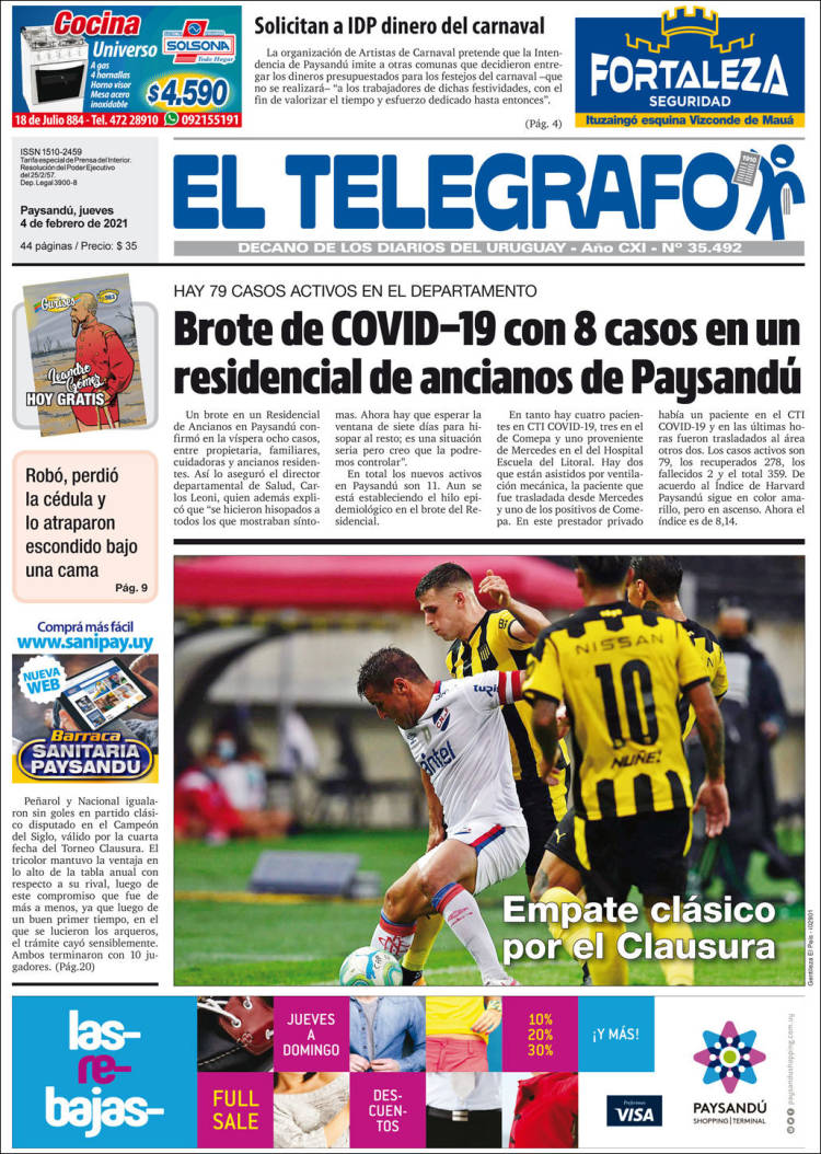 Portada de El Telégrafo (Uruguay)