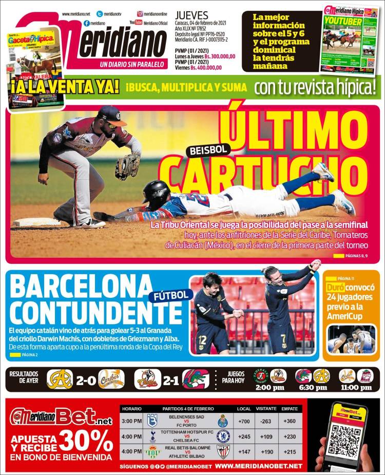 Portada de Meridiano (Venezuela)