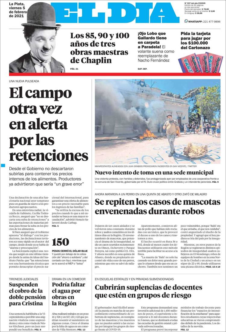 Portada de El Día de la Plata (Argentina)