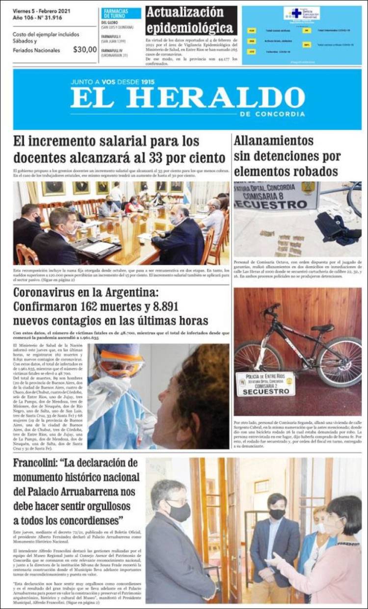 Portada de El Heraldo de Concordia (Argentina)