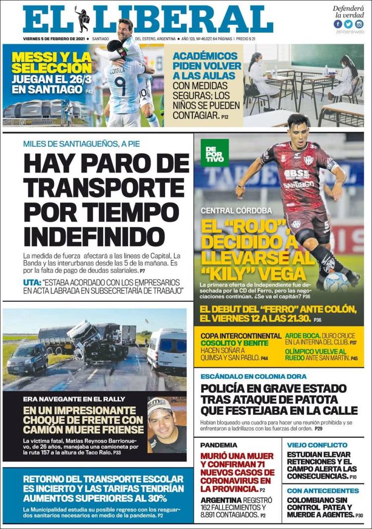 Portada de Diario El Liberal (Argentina)